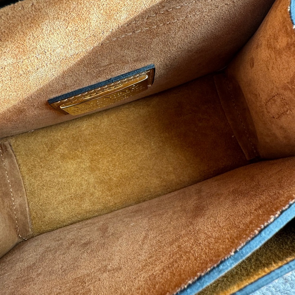 Mario Valentino Tan Crossbody Bag with Gold Accents - Picture 9 of 16
